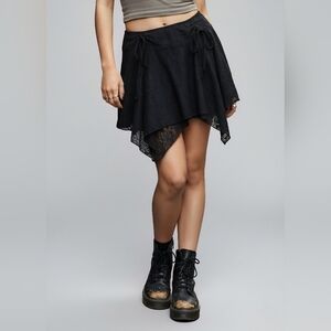 Streetwear Society Edgy Grunge Black Lace Mini Skirt Gothic Size L Whimsigoth